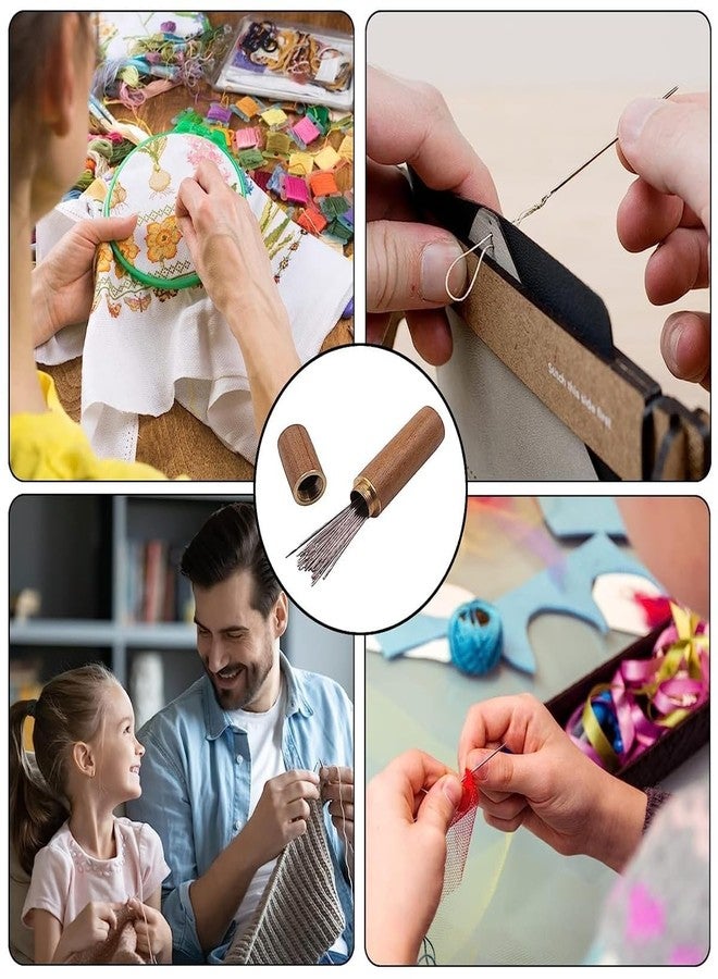 MOOKA 30 Pcs Self-Threading Quilting Needles with Wooden Case - Long Quilting Needles in Various Sizes for Embroidery, Hand Sewing & Quilting - Easy Threading for Seamstress and Crafters - Image 4